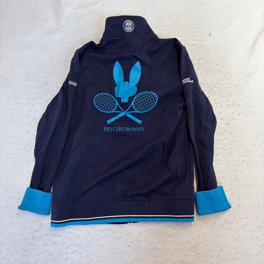 Psycho Bunny Track Jacket Mens Small Navy Blue Tennis Canada Rogers Cup Zip Up